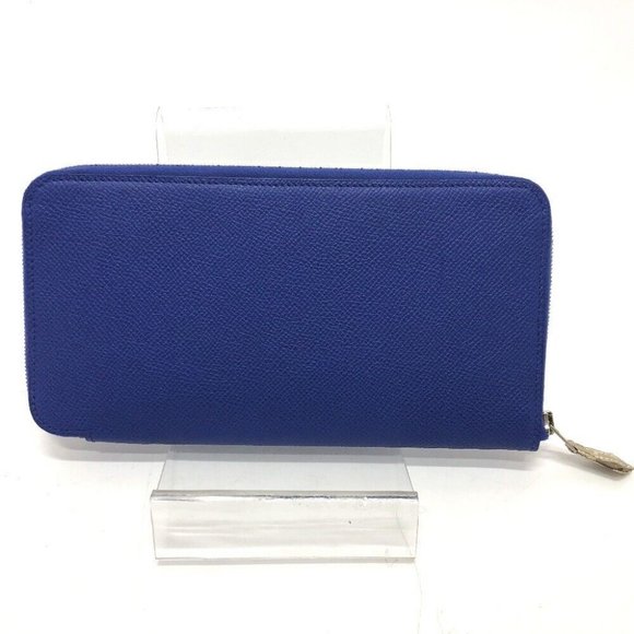 HERMES Azap Long Silk-In Zip Around Long Wallet Epsom Blue Based - Picture 1 of 11